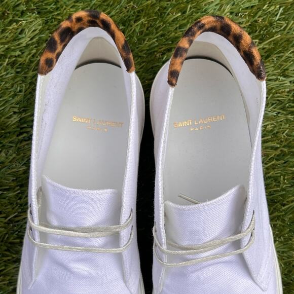 YSL Saint Laurent Paris Ace Mid Top Sneaker Luxury Designer Canvas Shoe 41/ 10 - Picture 5 of 11